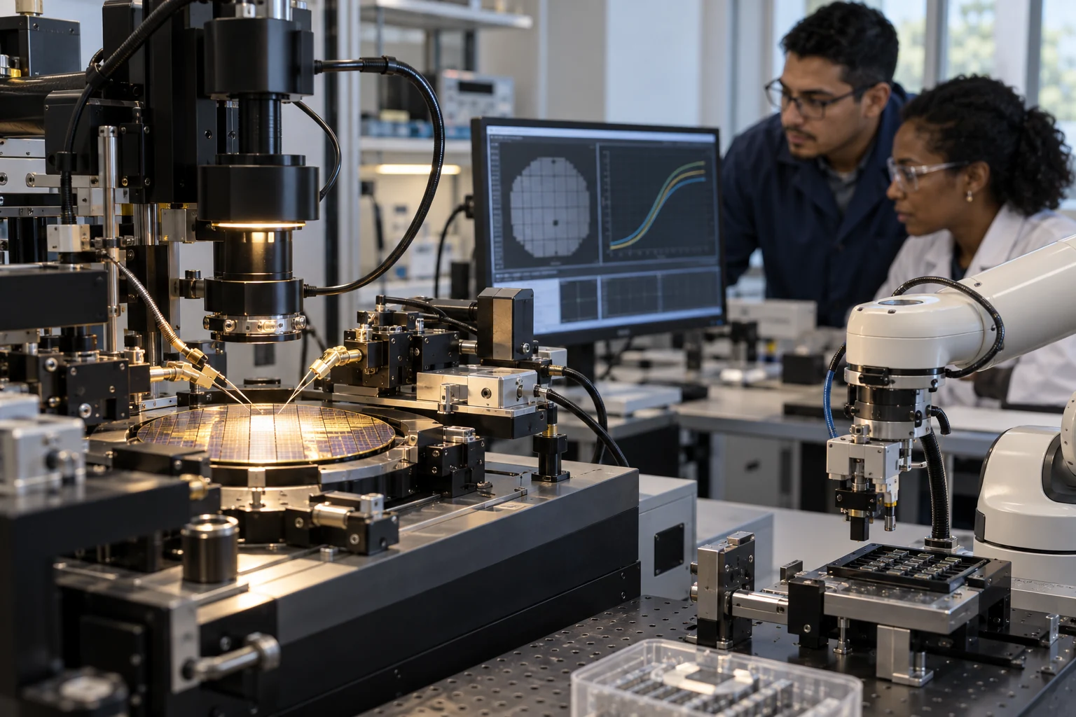 Semiconductor and sensing research on a laboratory bench.
