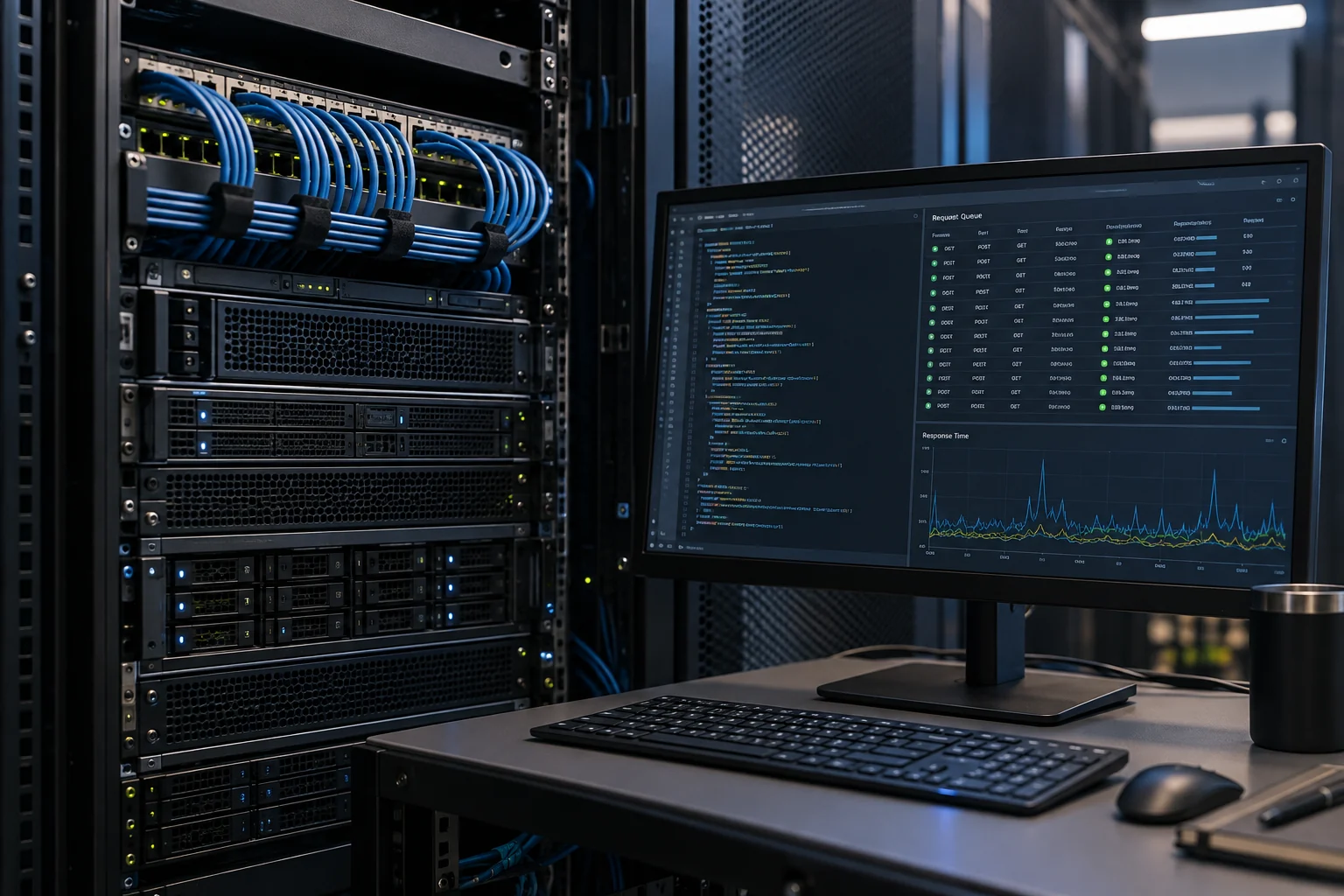 Backend service equipment beside request and response monitoring.