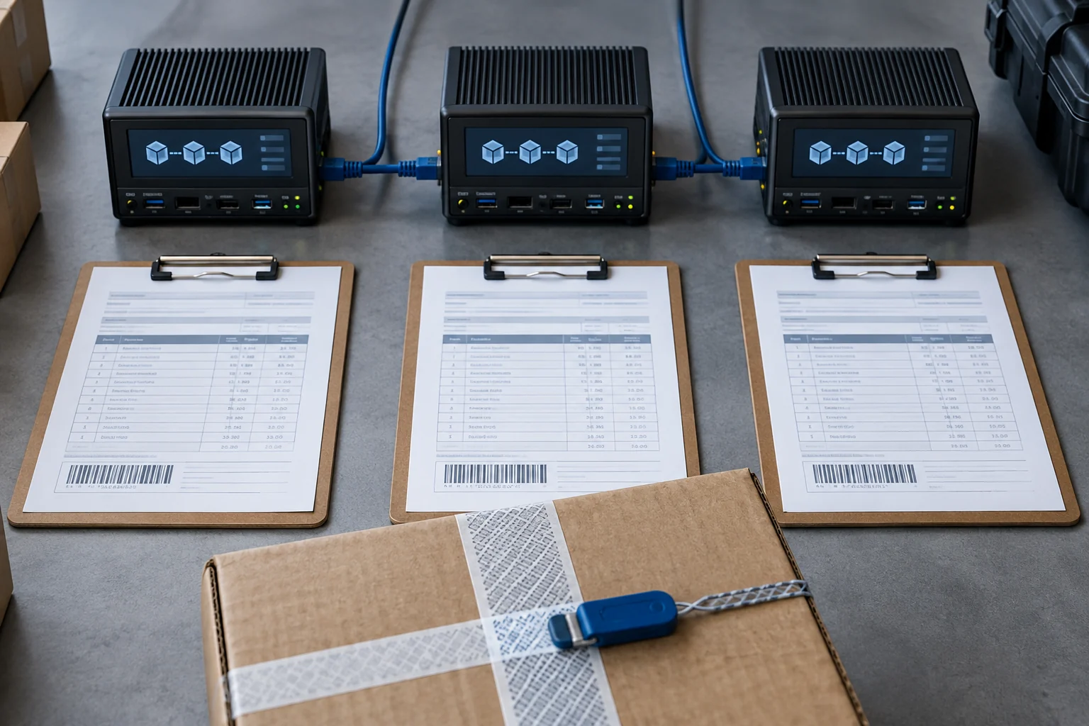 Networked systems and shipment records illustrating shared provenance.