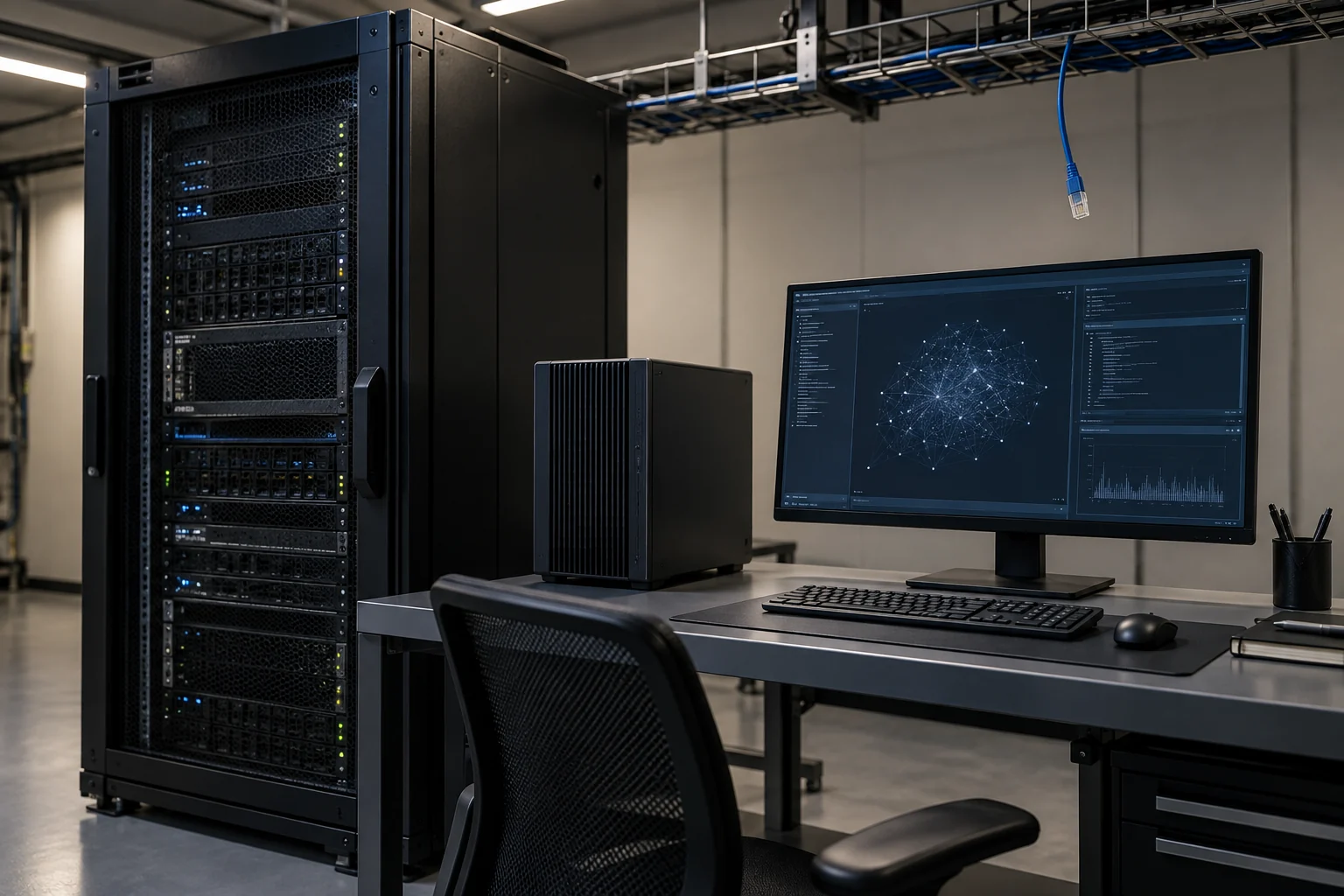 An isolated computing workstation and local AI server.
