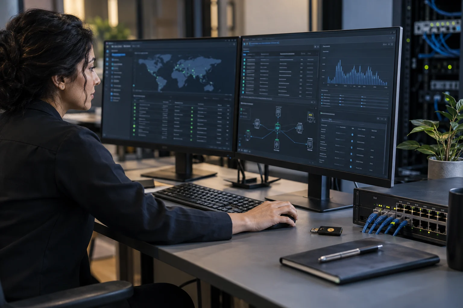 Network security review with hardware authentication.