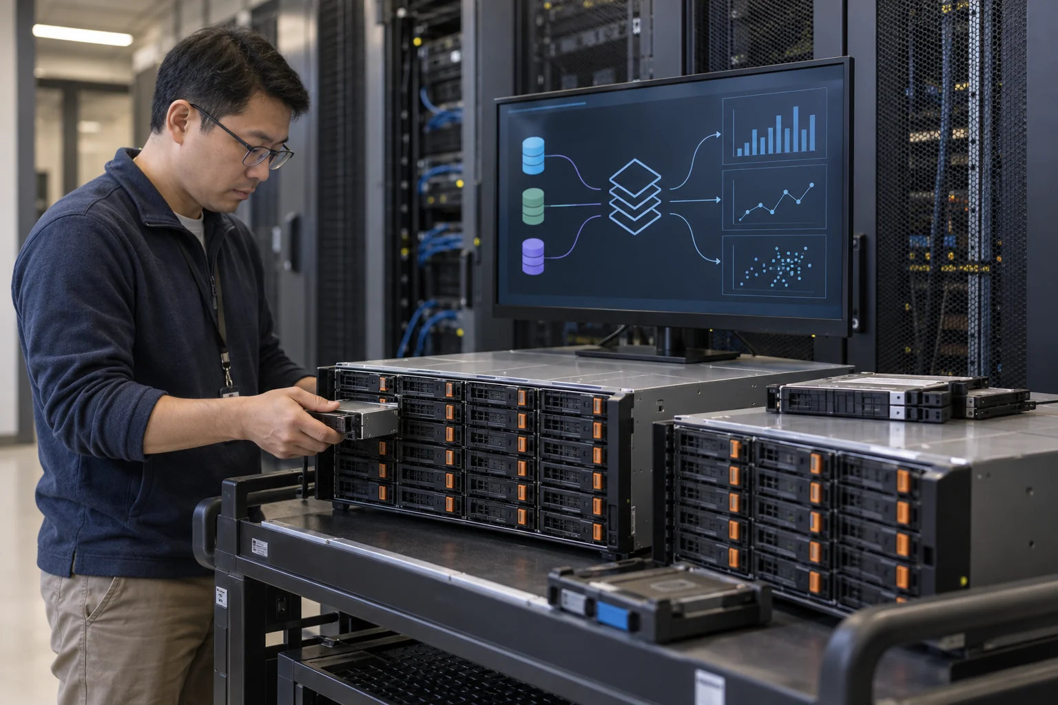 Modular storage supporting several analytical views.
