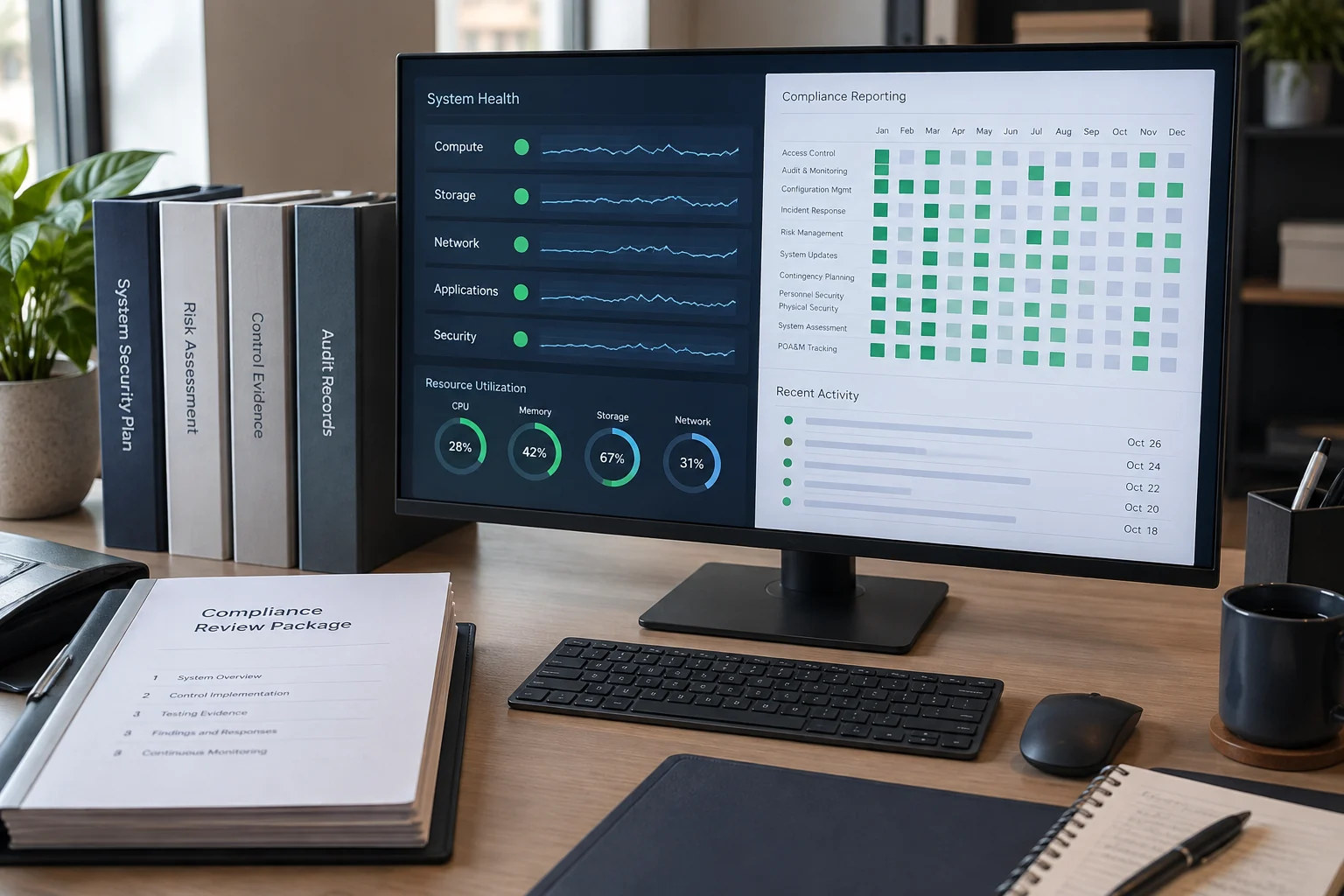 System monitoring evidence prepared for a reporting review.