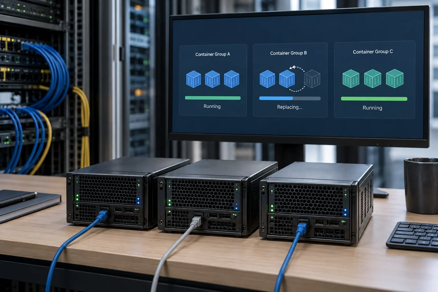 A compute cluster with container workloads under management.