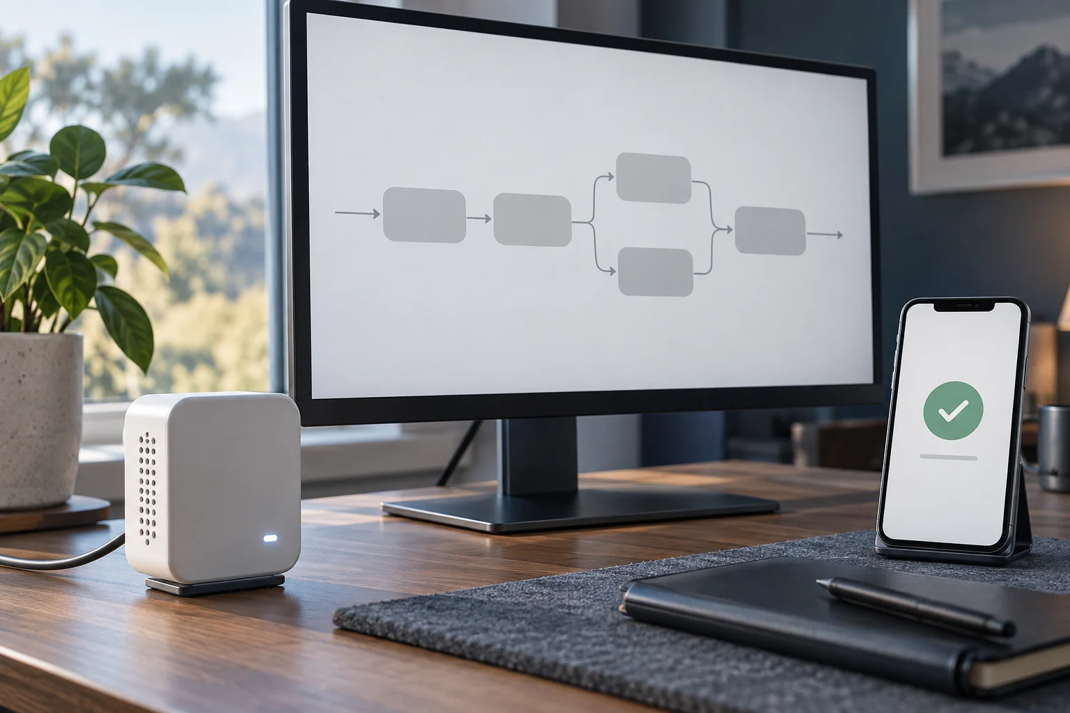 A sensor event triggering a short application workflow.