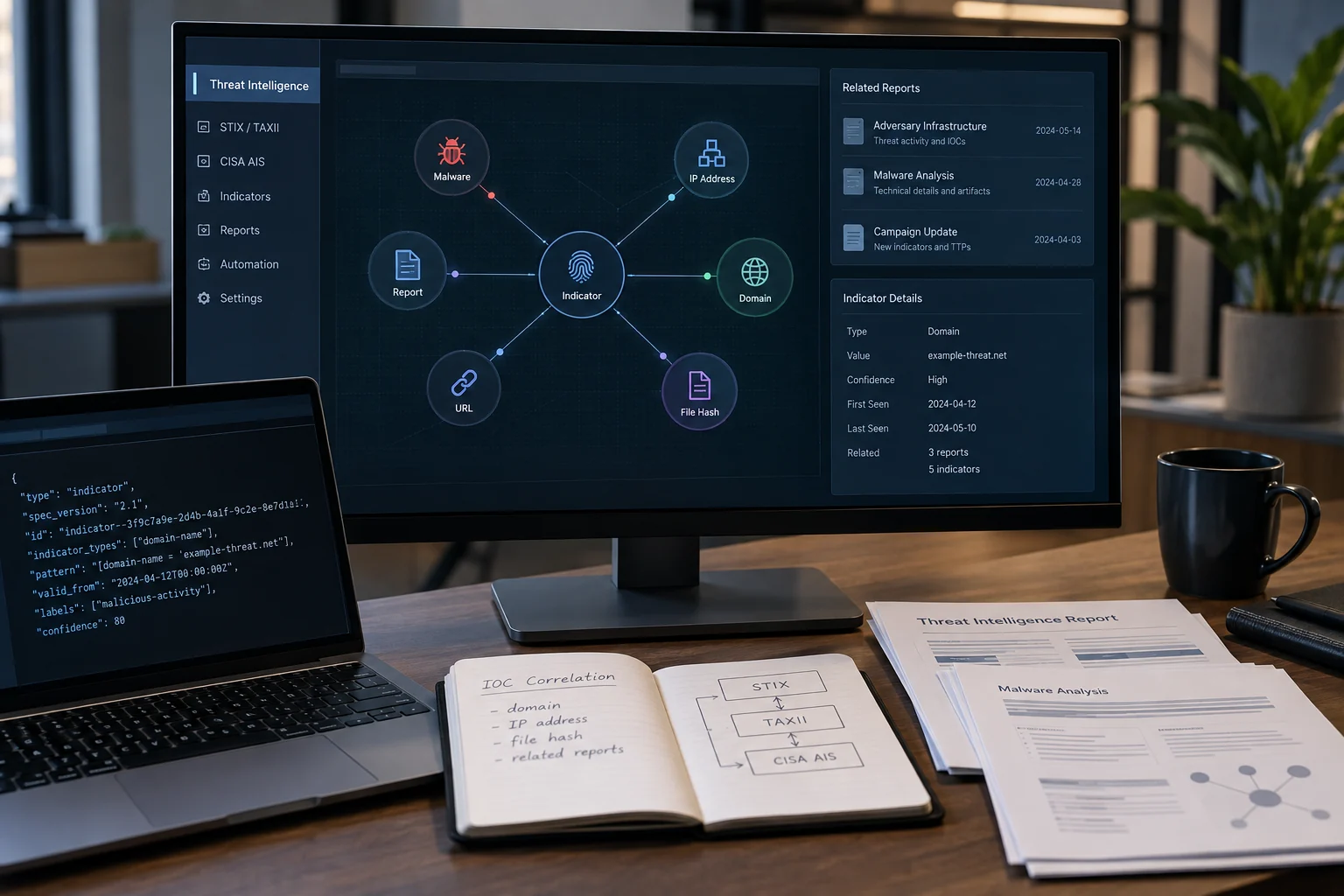 Security indicators linked to supporting source reports.
