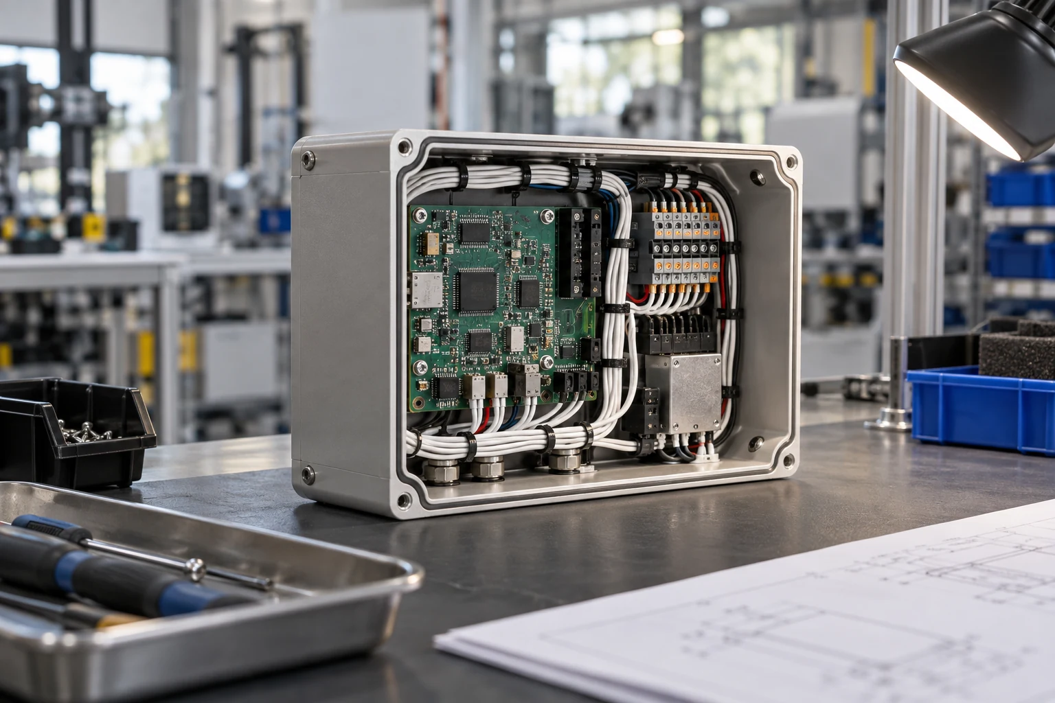A proven research component installed in a small production-ready enclosure at a real assembly station.