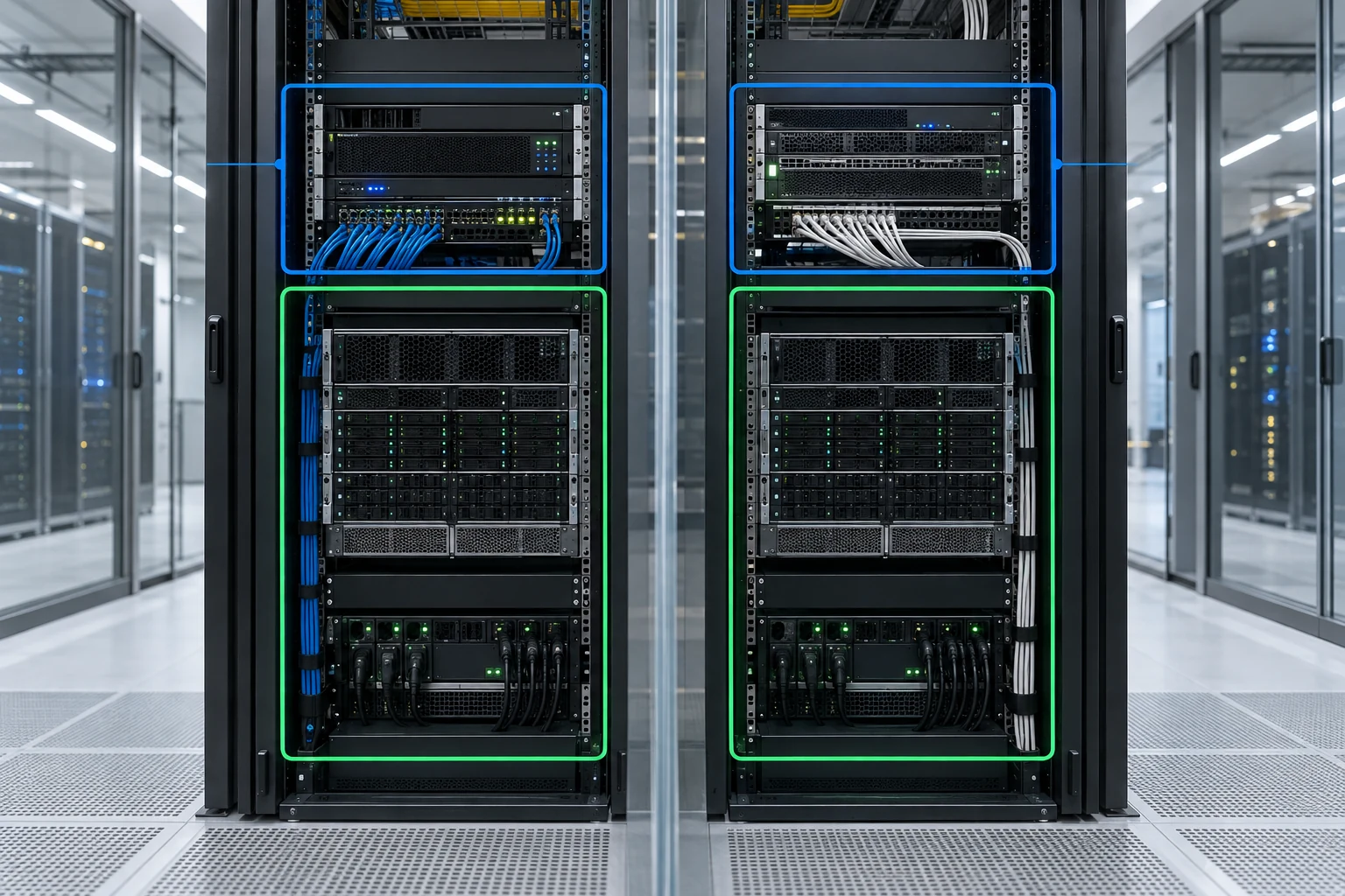 Two compute enclosures with separate infrastructure and application boundaries.