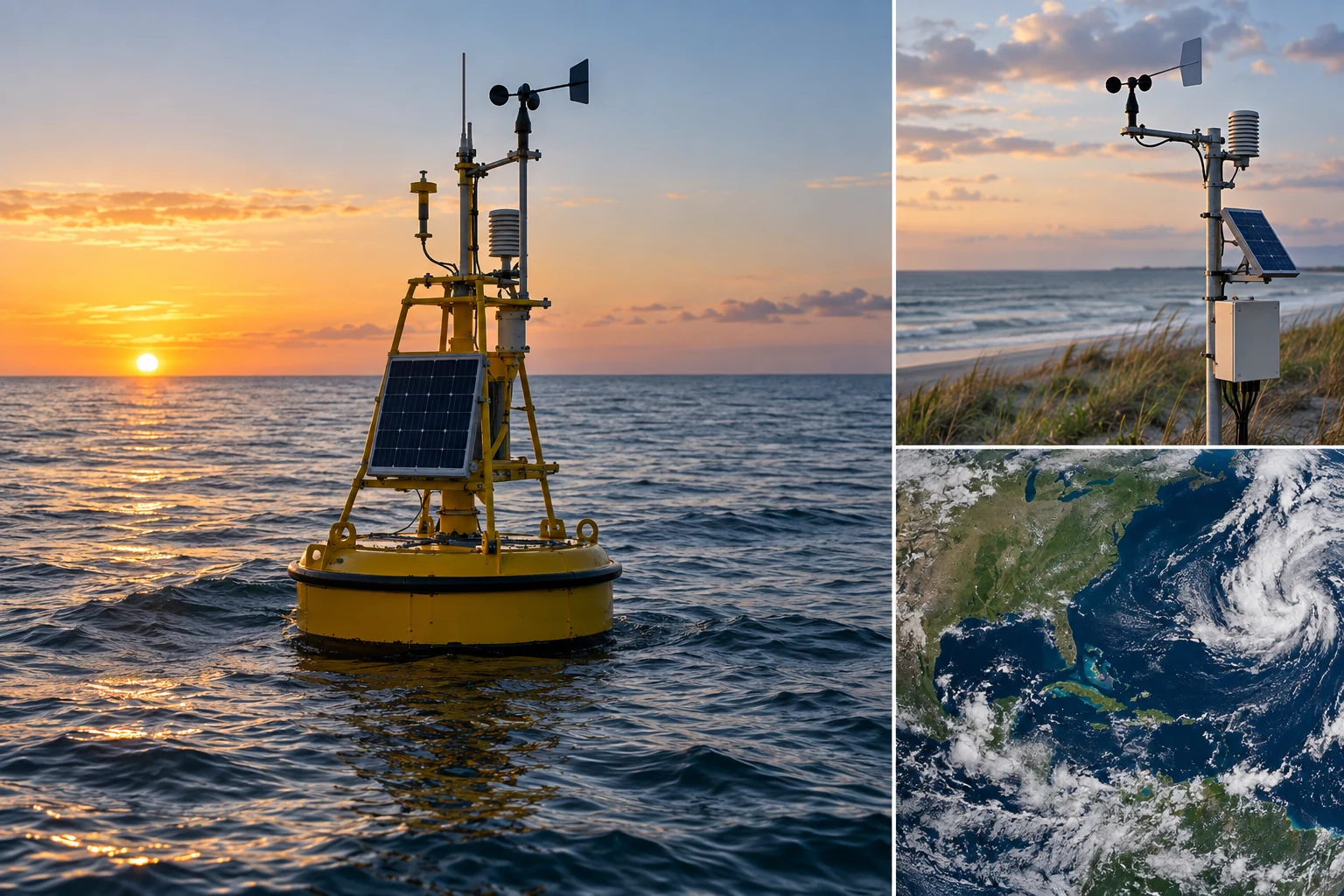 A coastal observing station and environmental data instruments.
