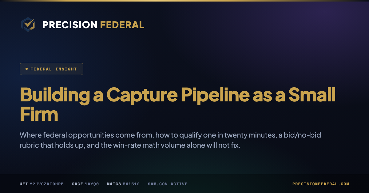 Building a Capture Pipeline as a Small Firm