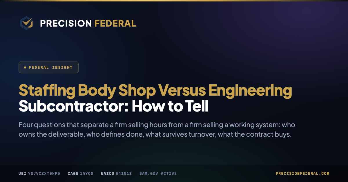 Staffing Body Shop Versus Engineering Subcontractor: How to Tell